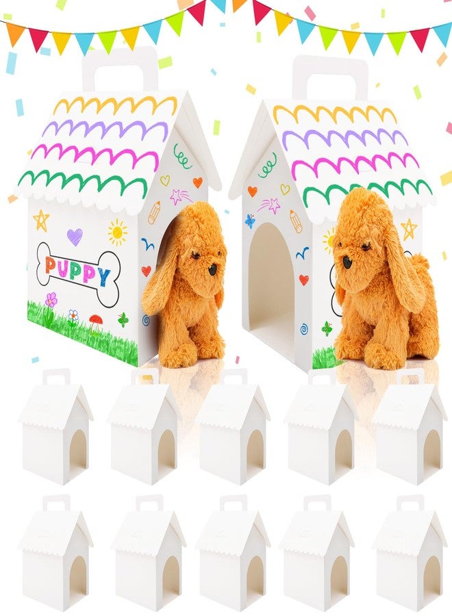 BLSUREFYX 12 PCS Dog Party Favors Boxes 7 x 4.7 x 3.9 Inches Adopt A Puppy Party Favors Boxes Dog House Shaped Treat Gift Boxes for Kids DIY Crafting and Birthday Party Use White - Image 1